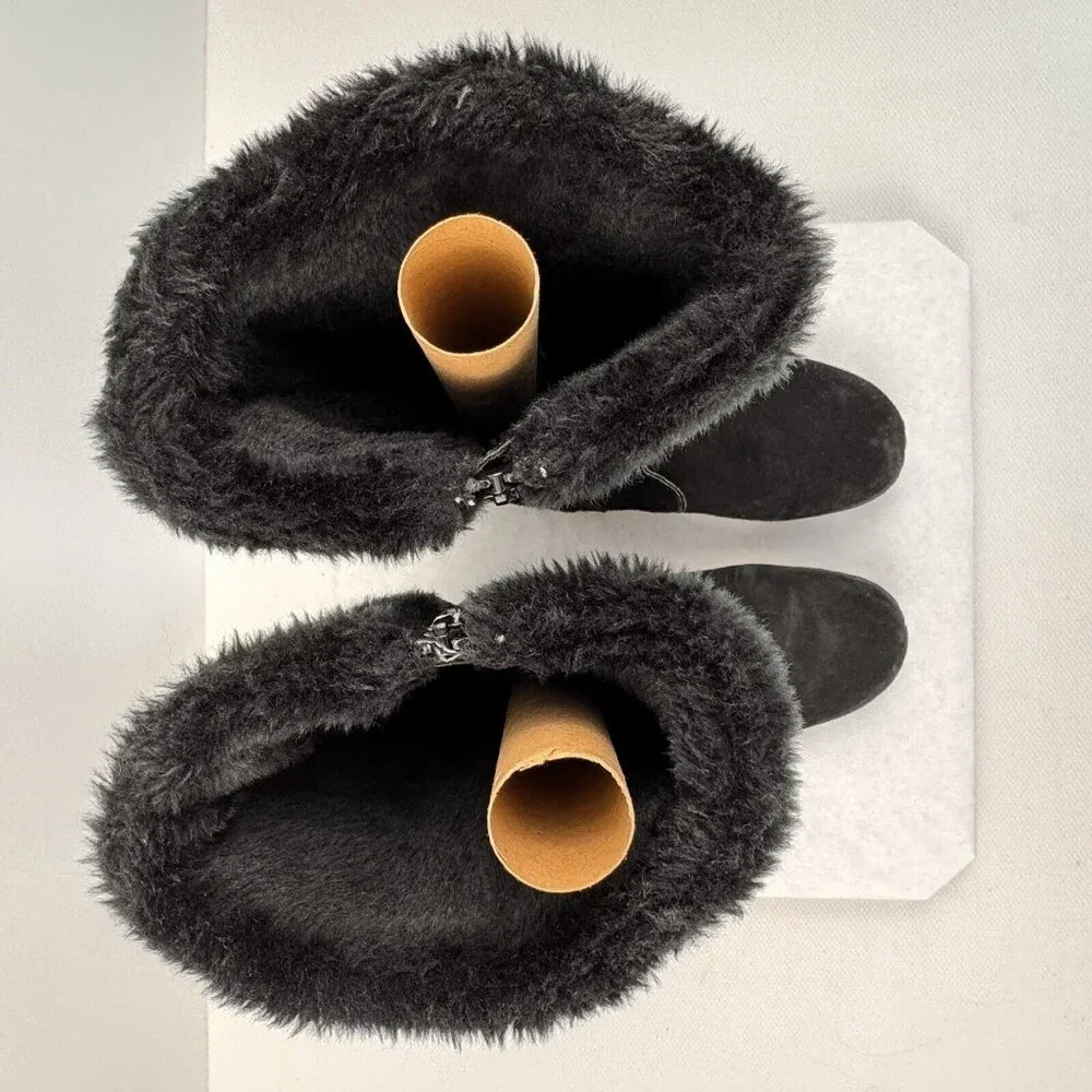 Bare Traps Womens Black Esha Leather Upper Faux Fur Mid Calf Boots Size 9M - Picture 7 of 15